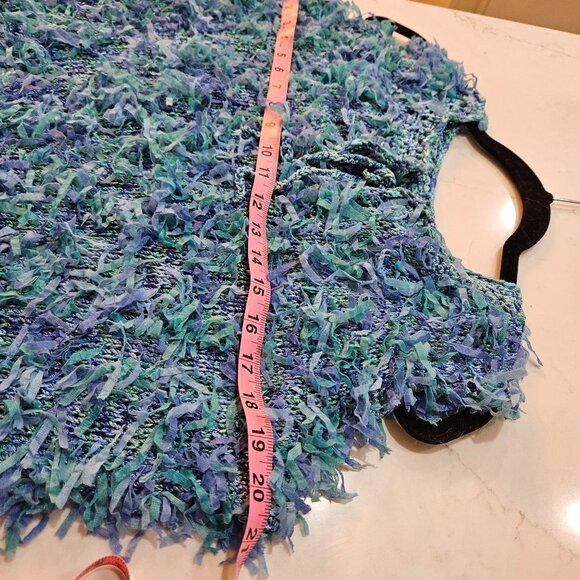 Handmade Knit Sweater Tank Top Sz Large All Over Fringe Hippie Boho Unique - Picture 9 of 9